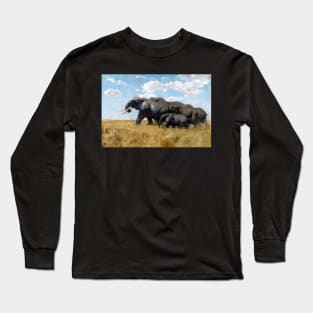 Elephants on the Move by Wilhelm Kuhnert Long Sleeve T-Shirt